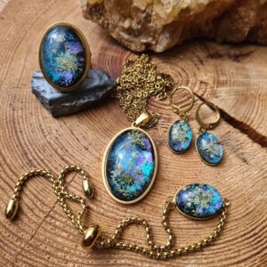 Zestaw biżuterii z kwiatem dzikiej marchewki